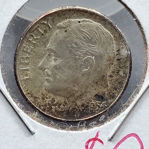 1954 dime error - dime, crack